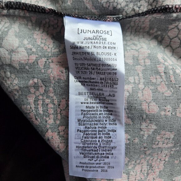 JUNAROSE Pink & Black Patterned  Top 24 - Picture 6 of 7